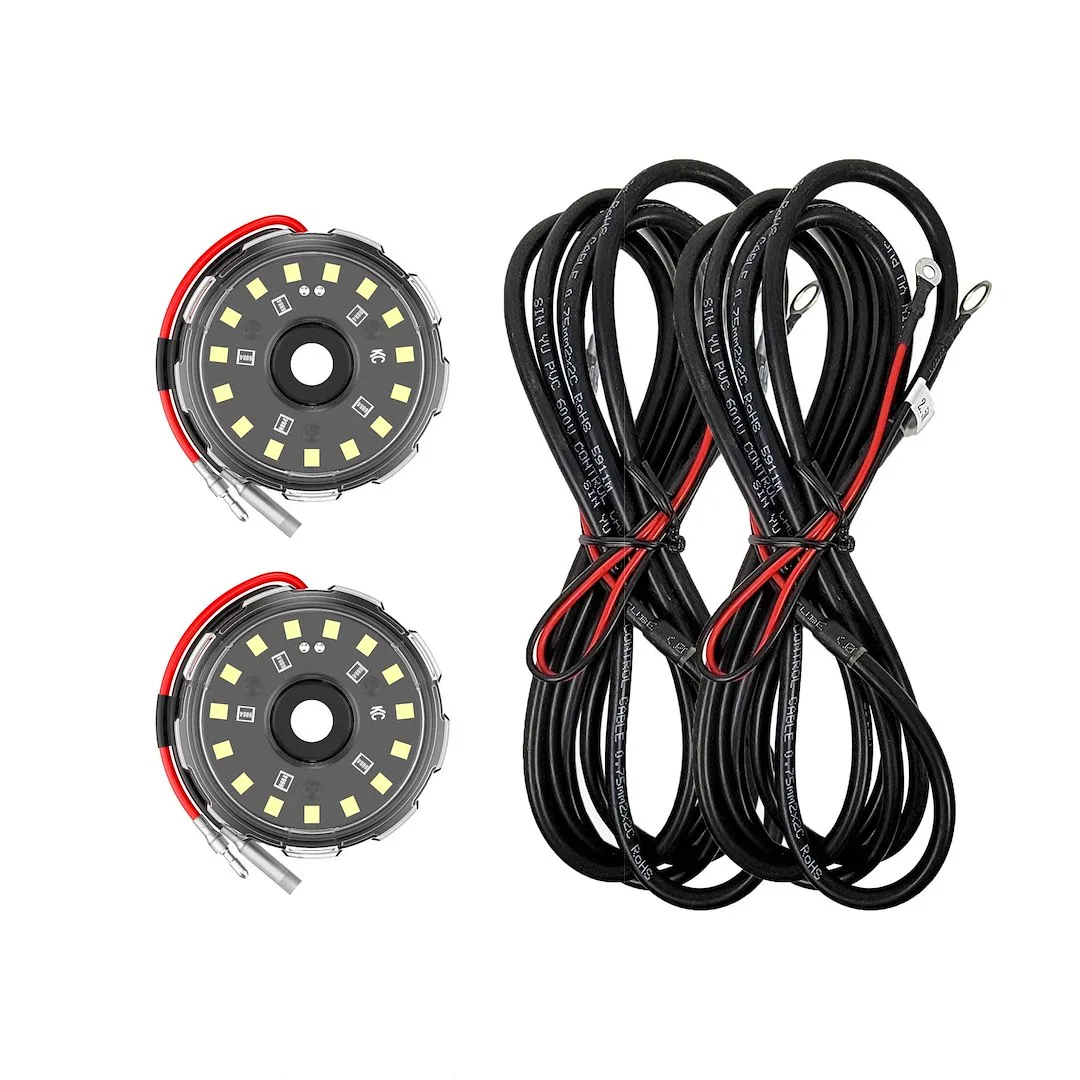 6331 – KC HILITE Underbody Light Kit, Universal Body Mount LED White Bulbs Clear Lens 5 Watt Set Of 2 With 2.5 Meter ...